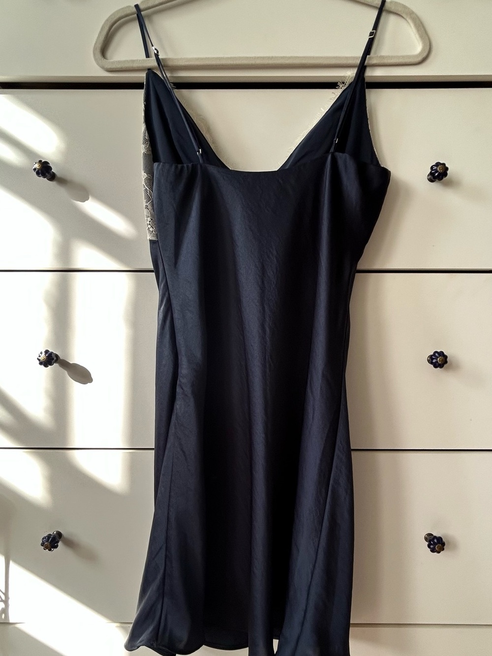 Lace-Trim Slip Dress in Navy blue and Cream - Picture 2 of 4